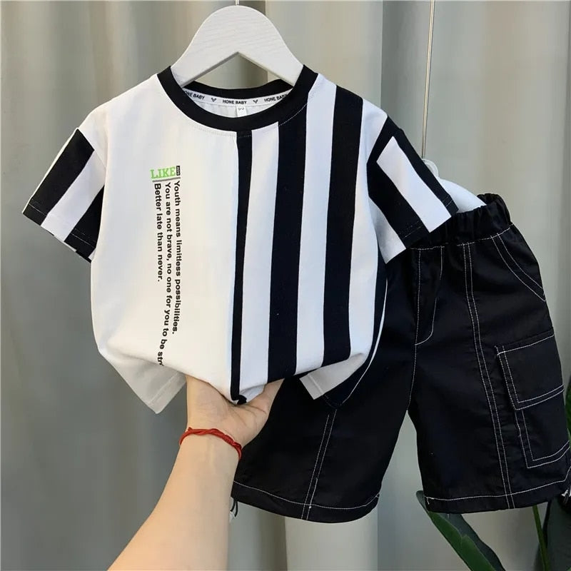 Boy Summer Clothing Suit New Children's Clothes Set Boys Short Sleeve T-Shirt Shorts 2 Piece Set Kids Sportswear Suit 2 4 6 8Y