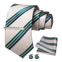 JEMYGINS Men Green Ties Striped Tie Paisley Silk Wedding Tie For Men Necktie Hanky Cufflink Set Party Business Fashion Designer