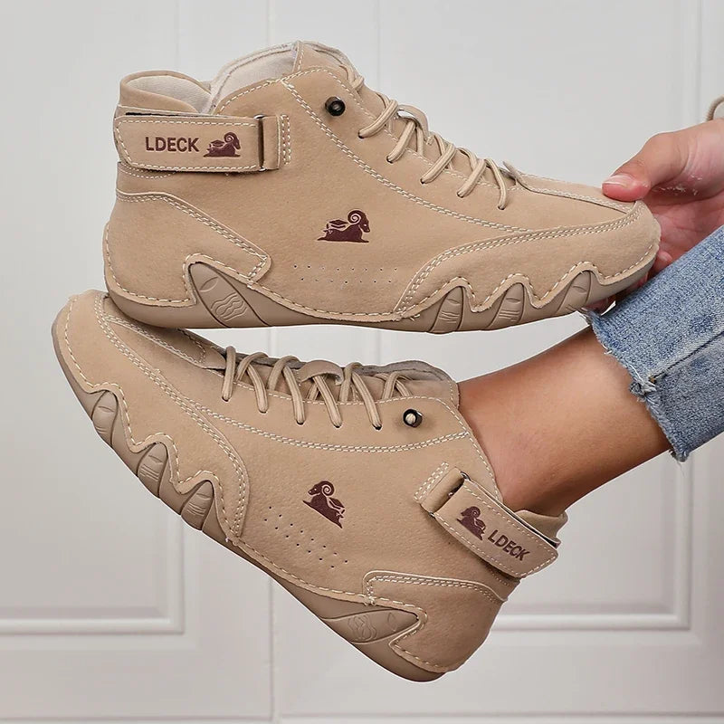 Khaki Women's Boots Trendy Comfortable Soft Soled High Top Boots Versatile Fashionable Commuting Motorcycle Women's Sneakers