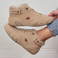 Khaki Women's Boots Trendy Comfortable Soft Soled High Top Boots Versatile Fashionable Commuting Motorcycle Women's Sneakers