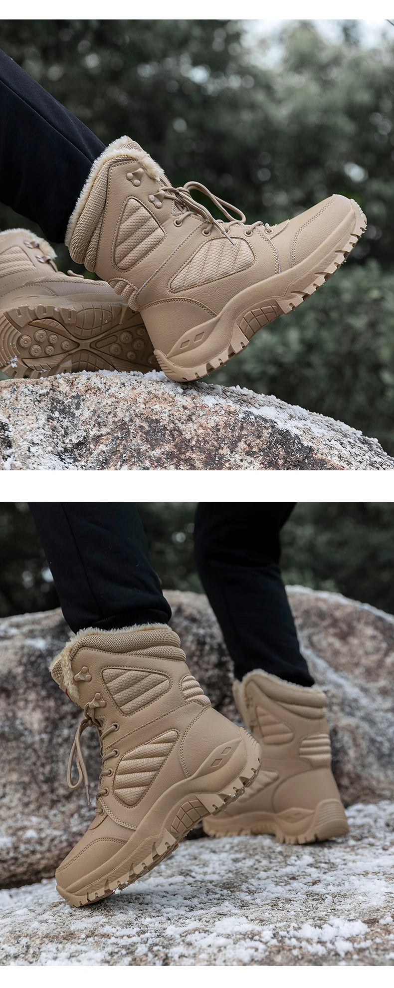 Winter Boot Men's High-top Waterproof Ankle Boots Men Thick Plus Warm Large Size Snow Hiking Boots Outdoor Cotton Shoes Sneakers