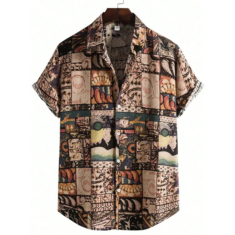 Summer 3d graffiti print shirt Casual fashion business men Hawaiian shirt Women Holiday button shirt ropa de hombre
