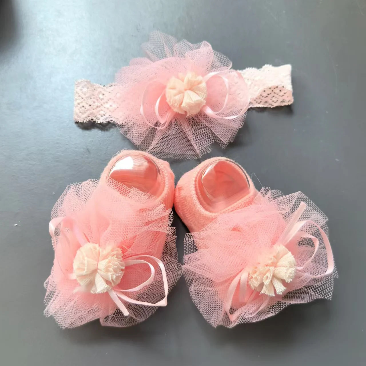 Baby Headband Sock Set, Soft and Comfortable Headband, Baby Crown Flower Headband, CHILDREN'S Boat Socks, Floor Socks
