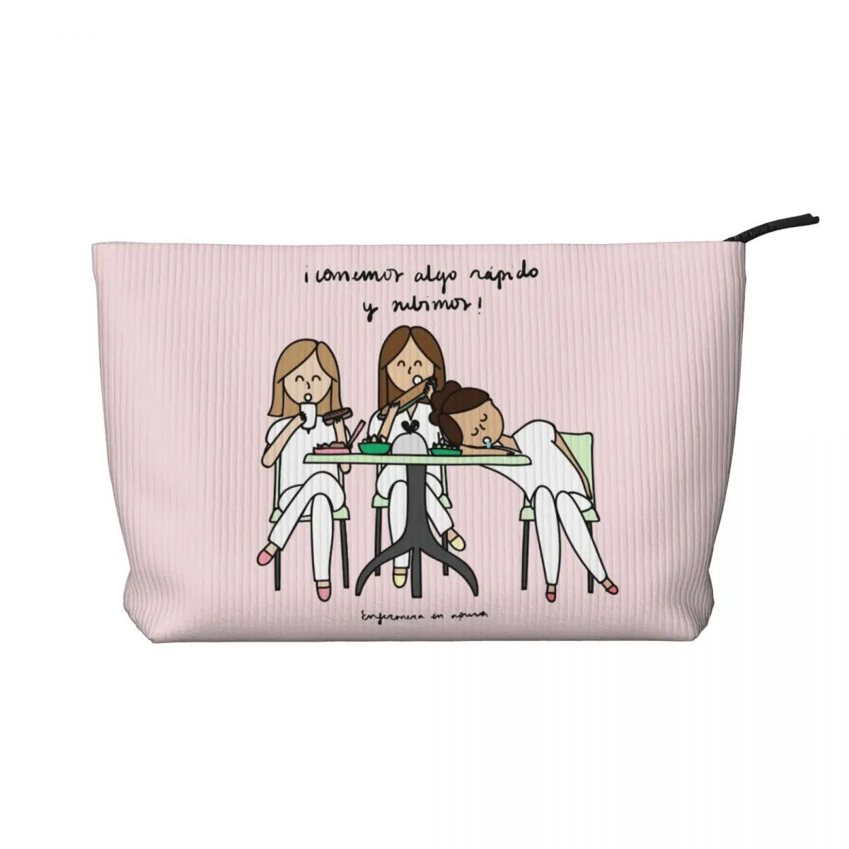 Custom Cartoon Doctor Nurse Enfermera En Apuros Toiletry Bag Women Cosmetic Makeup Organizer Lady Beauty Storage Dopp Kit Box
