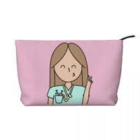 Custom Cartoon Doctor Nurse Enfermera En Apuros Toiletry Bag Women Cosmetic Makeup Organizer Lady Beauty Storage Dopp Kit Box