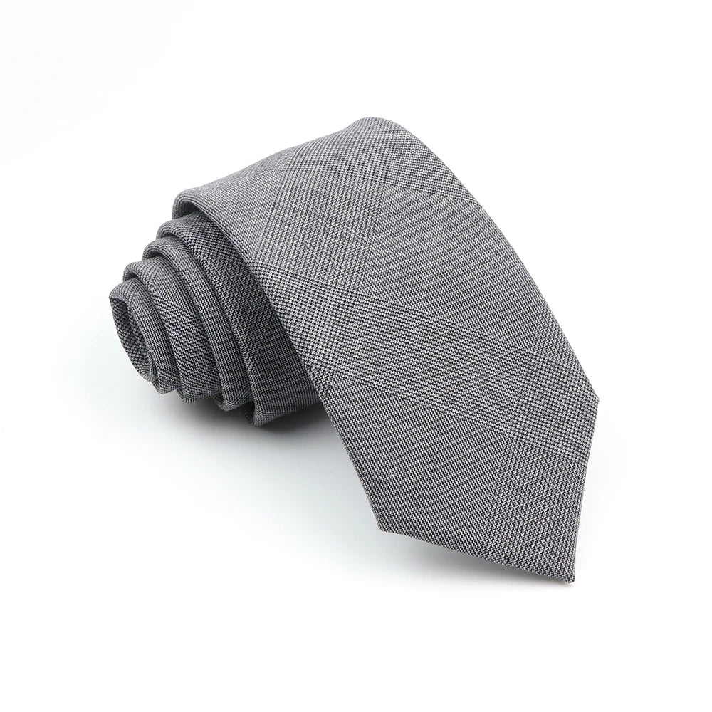 Mens Ties 7cm Classic Wool Handmade Skinny Grey Plaid Neckties Striped Narrow Collar Slim Cashmere Casual Tie Accessories Gift
