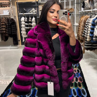 Winter Fur Coat Women Real Fur Coat Women Luxury Chinchilla Fur Real Rex Rabbit Fur Coat Warm Best Seller