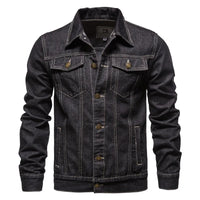 2025 Autumn Men Solid Denim Jackets Fashion Motorcycle Vintage Jeans Jackets Hommes Slim Fit Cotton Casual Black Blue Coats