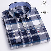 New in shirt Plus size 7xl 100%cotton Oxford long-sleeve shirts for man slim fit formal plain shirt plaid office elegant clothes