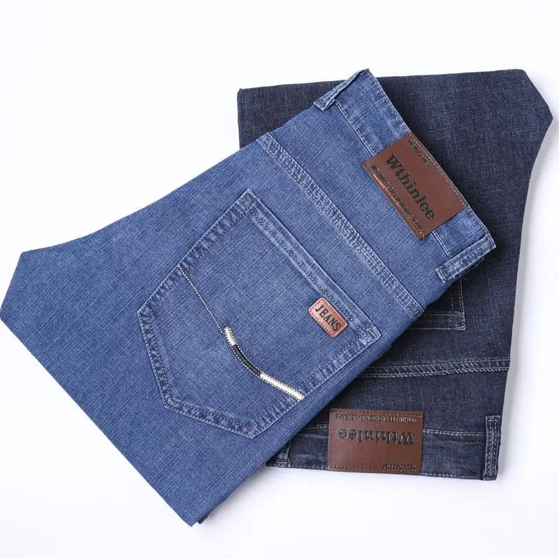 2025 New Denim Shorts for Men's Spring and Summer Trendy Brand Thin, Elastic, Loose, Straight, Casual, Five Point Middle Pants