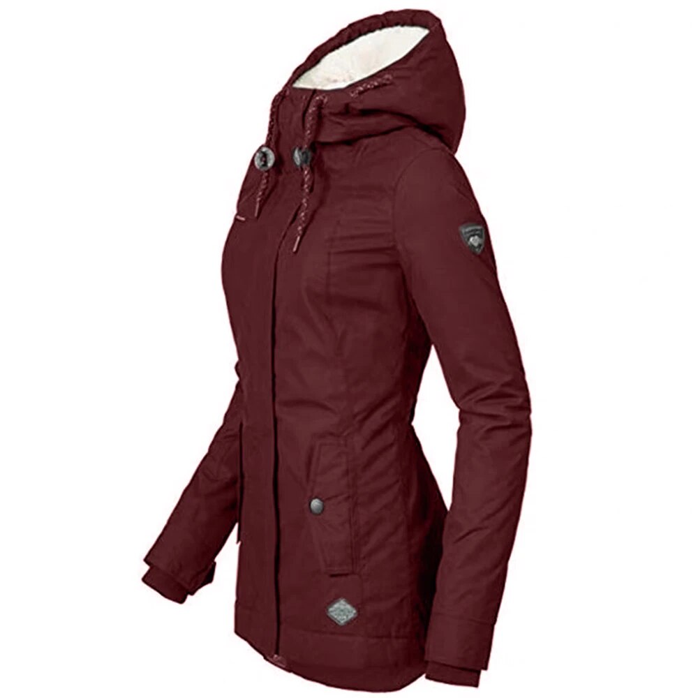 Winter Women Warm Parkas Hooded Thick Plush Winter Coats Female Mid-Long Cotton Jacket Warm Coat Outwear