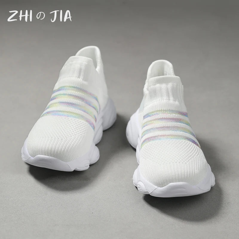 Children's Slip On Socks Shoes Mesh Casual Sports Shoes teenagers Lightweight and Comfortable Running Footwear 27-40
