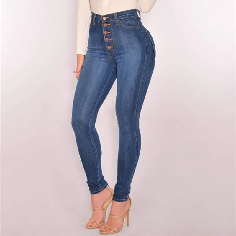 2024 New Jeans For Women High Waist Push Up Jeans High Elastic Stretch Ladies Mom Jeans Female Washed Denim Skinny Pencil Pants