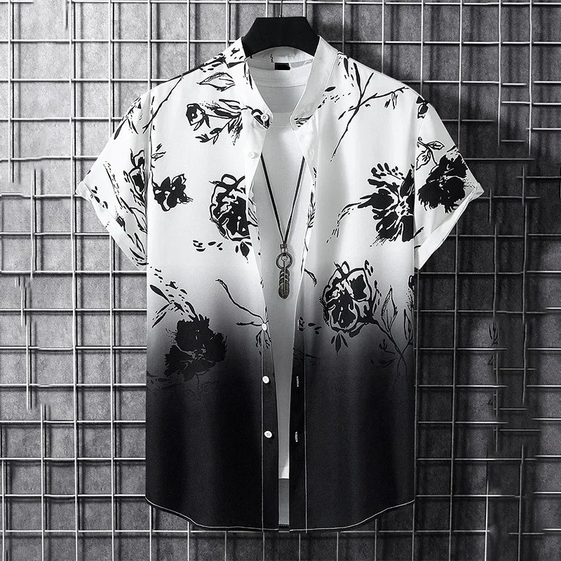 Summer 3d graffiti print shirt Casual fashion business men Hawaiian shirt Women Holiday button shirt ropa de hombre