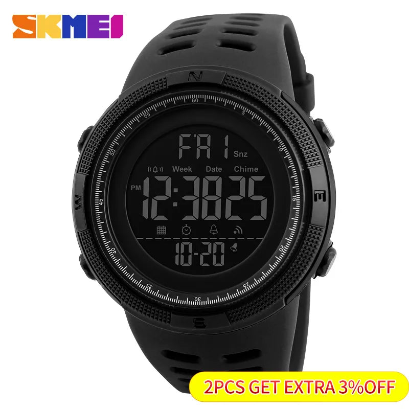 SKMEI Fashion Outdoor Sport Watch Men Multifunction Watches Alarm Clock Chrono 5Bar Waterproof Digital Watch reloj hombre 1251