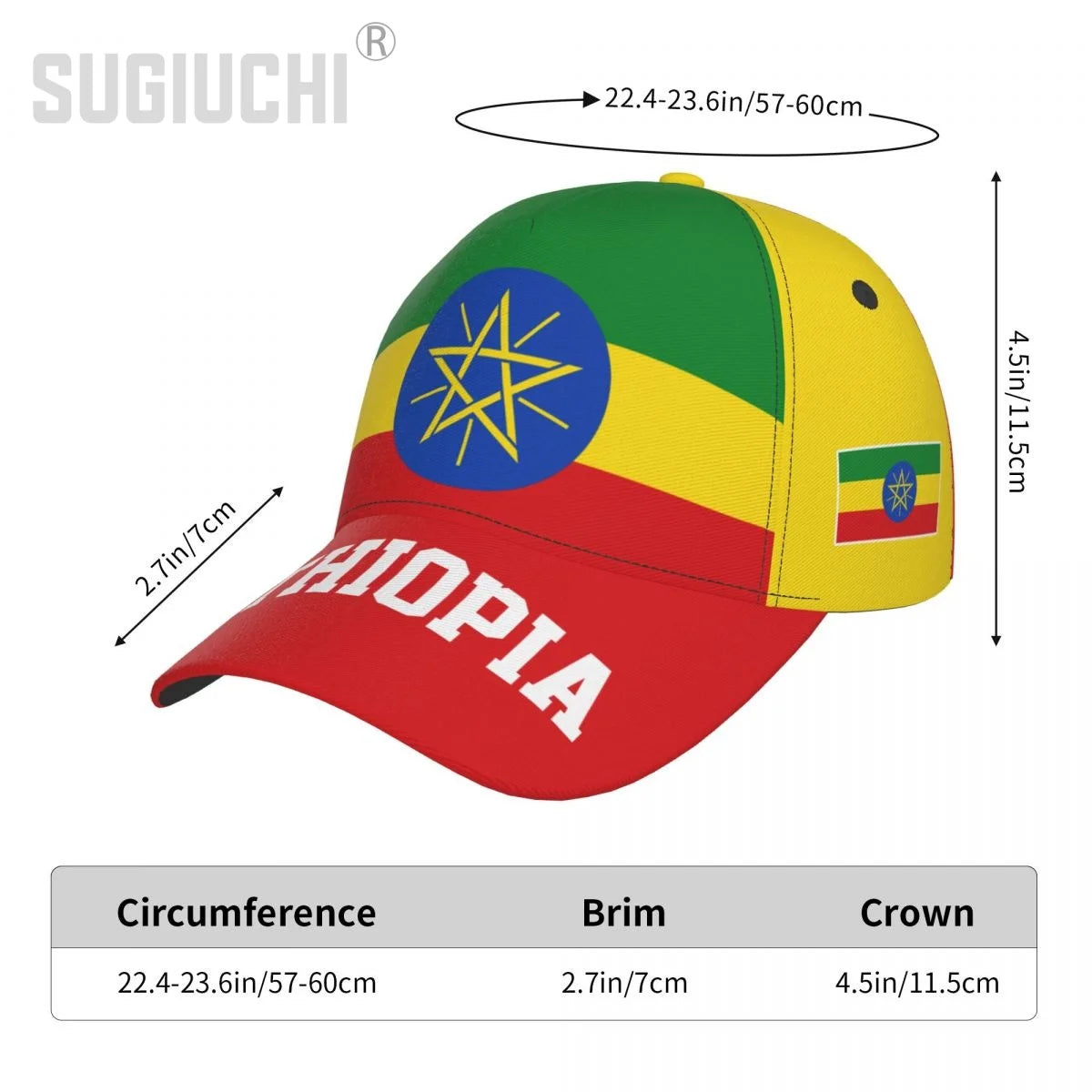 Unisex Ethiopia Flag Ethiopians Adult Baseball Cap Patriotic Hat for Baseball Soccer Fans Men Women