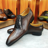 Luxury Men's Oxford Leather Dress Shoes Lace-Up Casual Business Fashion Carved Shoes for Wedding Party Office Higher Quality