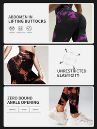 Scrunch Butt Lifting Leggings For Women High Waisted Tie Dye Fragmented Flower Workout Seamless Yoga Pants Peach Lift Tights