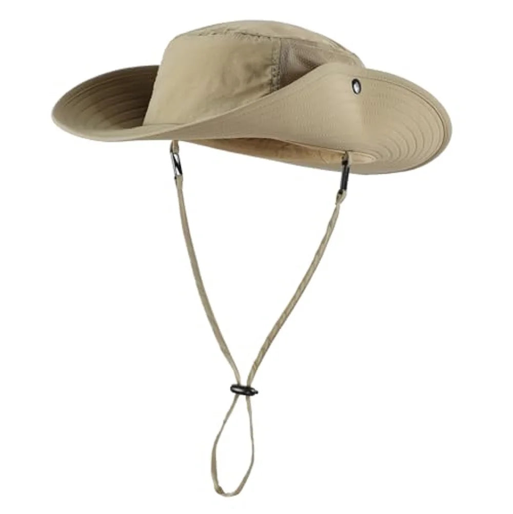 Connectyle UPF50+ Mens Sun Hat Wide Brim Adjustable Womens UV Protection Beach Bucket Hat for Fishing Hiking Snap Up Cowboy Hat