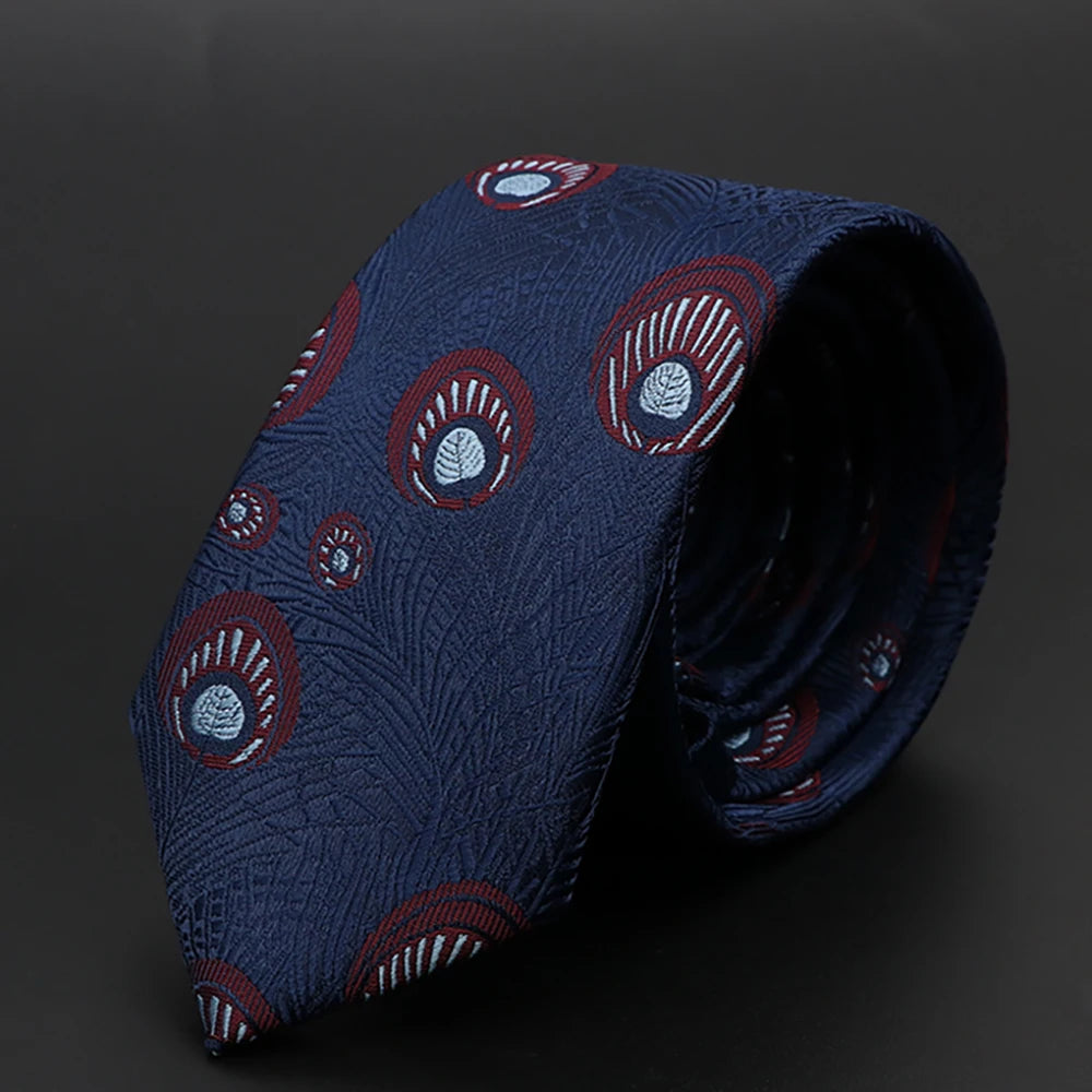 New Men Ties Solid Color Stripe Print Floral 6cm Jacquard Business Neckties Narrow Skinny Tie Wedding Prom Daily Wear Accessory