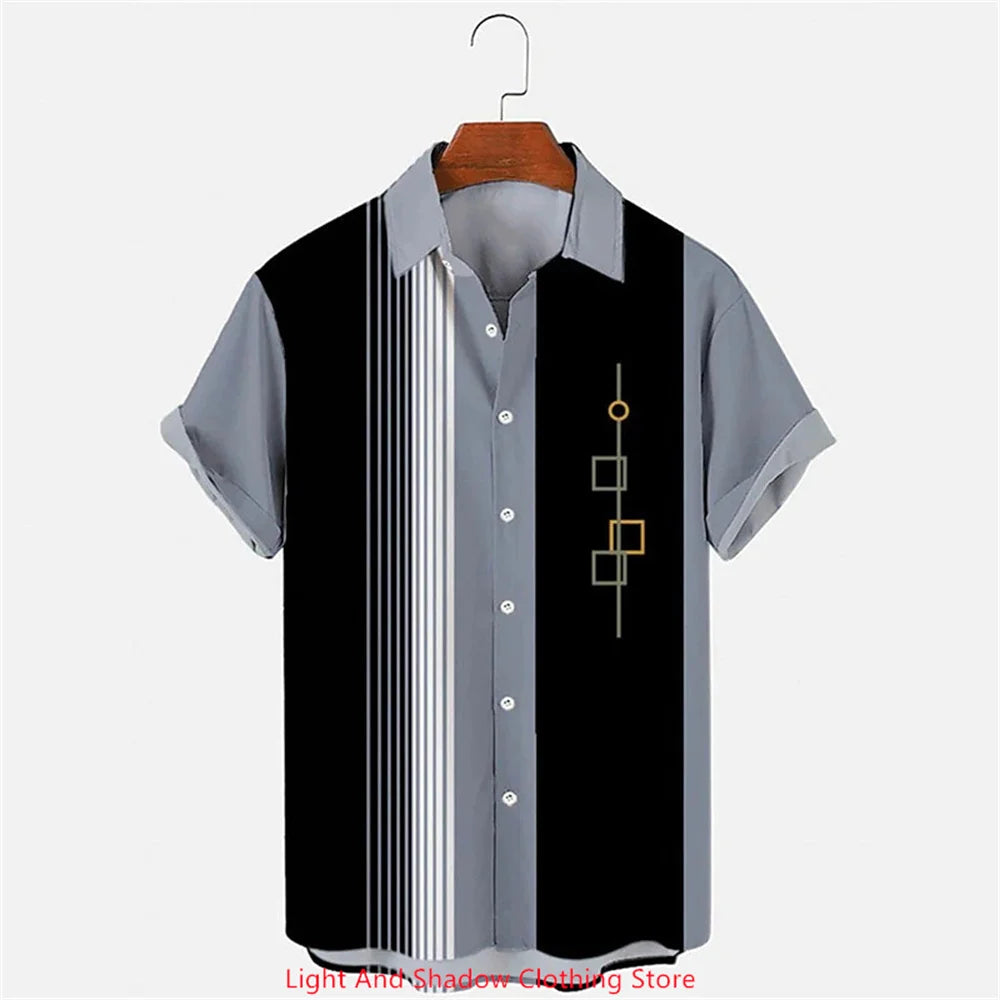 Men's button up shirt short sleeved sports fashion streetwear outdoor casual daily summer spring collar printed button up shirt