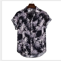 Summer Men's T-irts ort Sve Flip-Collared Stand Fit Casual irt Youth Trendy Floral Print ket Detail Iron-Free