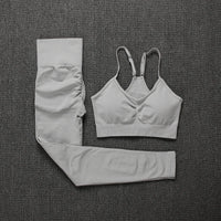 2 Piece Seamless Yoga Set Sports Tracksuit Women Gym Two Piece Set Clothing Fashion Fitness Suits Outfit Bra Leggings Sportswear