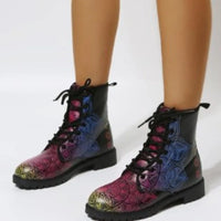 European and American Short Boots 2024 New Large Trendy Printed Thick Bottom Anti Slip Comfortable Daily Women's Boots Sneakers