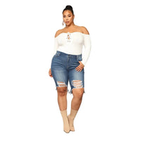 Wmstar Plus Size Jeans Shorts Women Bodycon Super Stretch Knee Length High Waist Fashion Streetwear Denim Wholesale Dropshipping