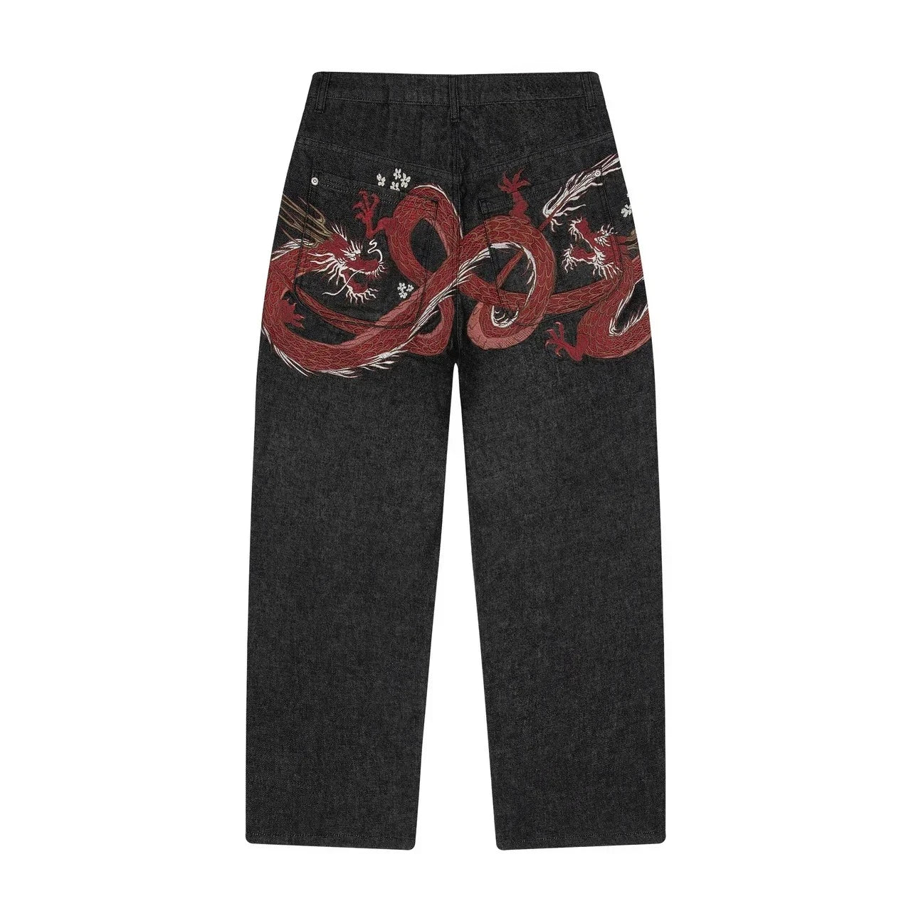 Y2K Baggy Jeans Oversized Cherry Blossom Embroidery Harajuku Vintage Wide Leg Pants Gothic Men Women Hip Hop Straight Leg Pants