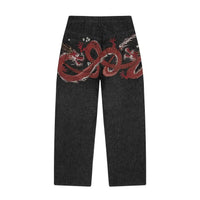 Y2K Baggy Jeans Oversized Cherry Blossom Embroidery Harajuku Vintage Wide Leg Pants Gothic Men Women Hip Hop Straight Leg Pants