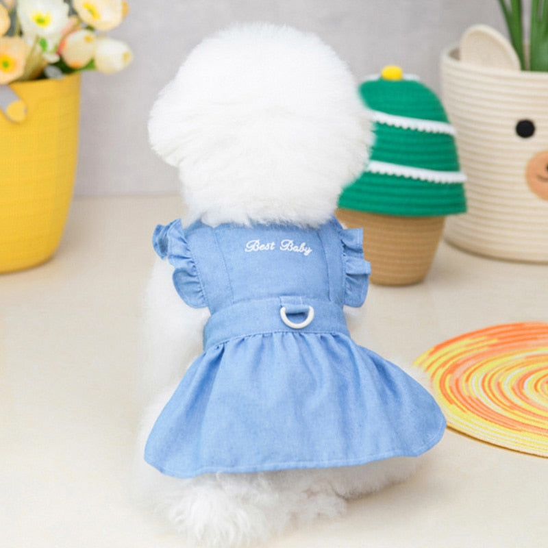 Princess Style Dog Dresses Pet Floral Skirt Cotton Suspender Pet Clothing Mesh Skirt Sweet Dog Clothes for Small Dogs Pet Items