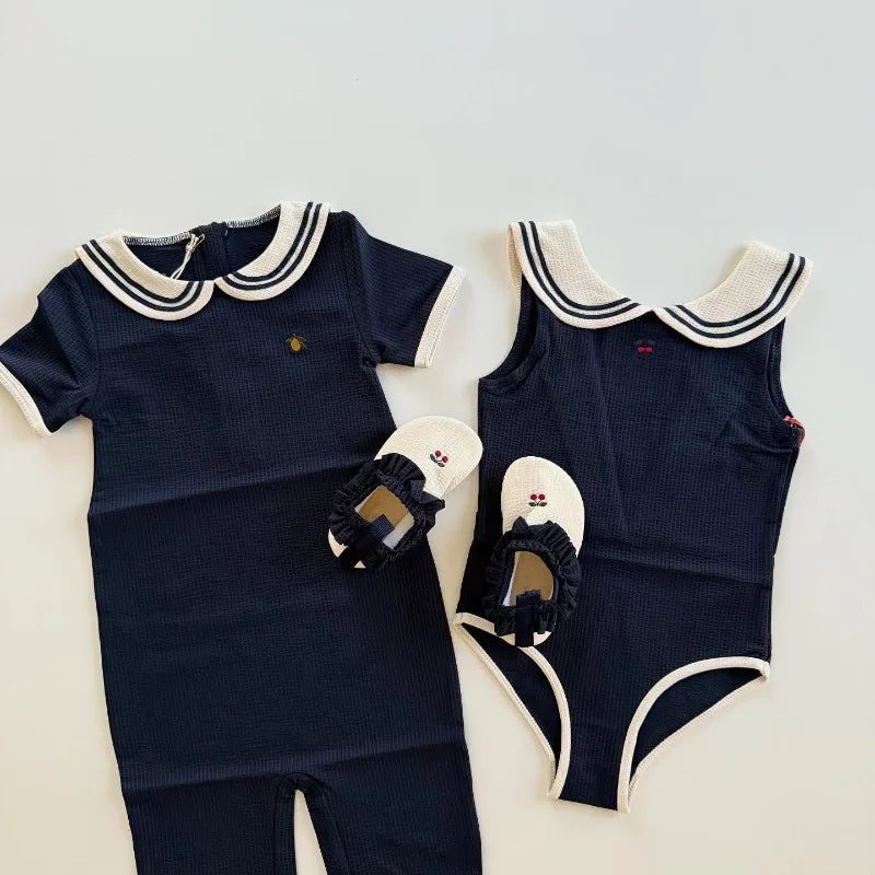 Baby Swimwears Navy Style Boy One-Pieces Sunscreen Girls' Swimsuit Kids Swimwear for Girls Bikinis Bebe Swimming  Boys Swimsuits