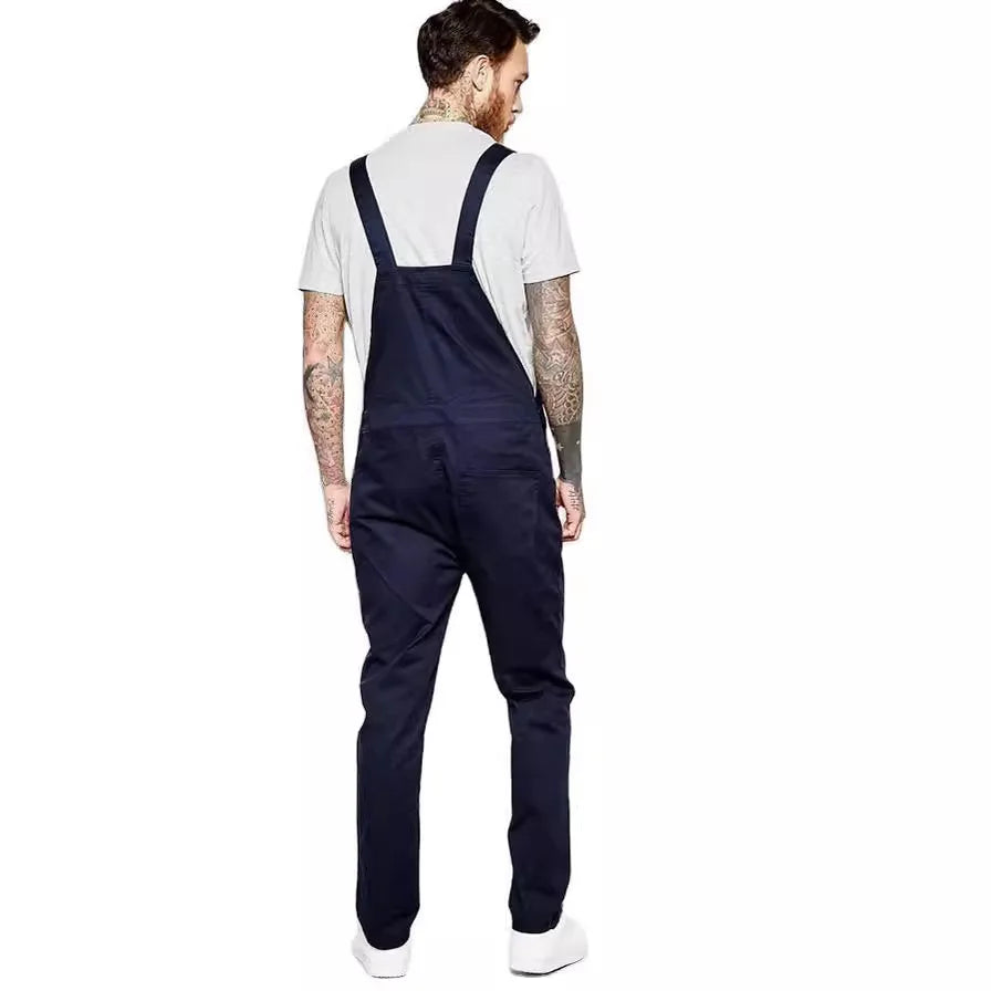Mens Jeans 2024 Overalls Men Pockets Casual Loose Long Denim Pants Slim Splice Straight Rompers Autumn Plus Size Long Jeans Men