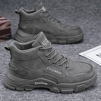 Men Boots Winter High Top Leather Shoes Fashion Cotton Shoes Fashion Ankle Boots Casual Outdoor Shoes Male Sneakers New