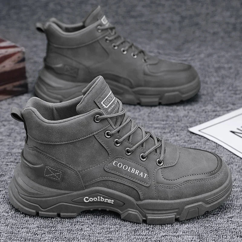 Men Boots Winter High Top Leather Shoes Fashion Cotton Shoes Fashion Ankle Boots Casual Outdoor Shoes Male Sneakers New