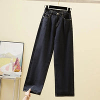 Women's High waisted Wide leg Jeans Autumn Winter 2025 New Loose Elastic waist Straight leg Pants Female Casual Denim Trousers