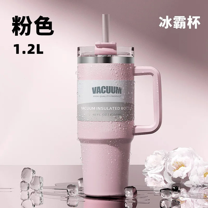 40oz car cup, 304 stainless steel straw insulated cup, ice cream cup, car water cup