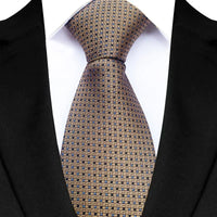 Luxury 8CM Mens Necktie Brown Orange Color Dot Stripes Ties For Man Groom Jacquard Woven Neck Tie For Business Wedding Party