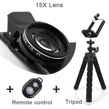 37MM 15X Macro Lens 4K HD Professional Photography Phone Camera Lens for Eyelashes Diamond Jewelry 30X Macro Lens for Smartphone