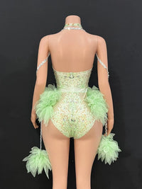 Bar ds Korean women's club nightclub pink diamond conjoinedgogo sexy hot dance interactive Kpop costume set X007