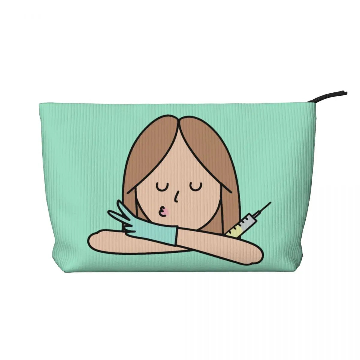 Custom Cartoon Doctor Nurse Enfermera En Apuros Toiletry Bag Women Cosmetic Makeup Organizer Lady Beauty Storage Dopp Kit Box