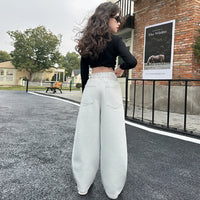 High quality plain color jeans for girls, spring and autumn 2025 new style, medium and large children's pants 4-16year