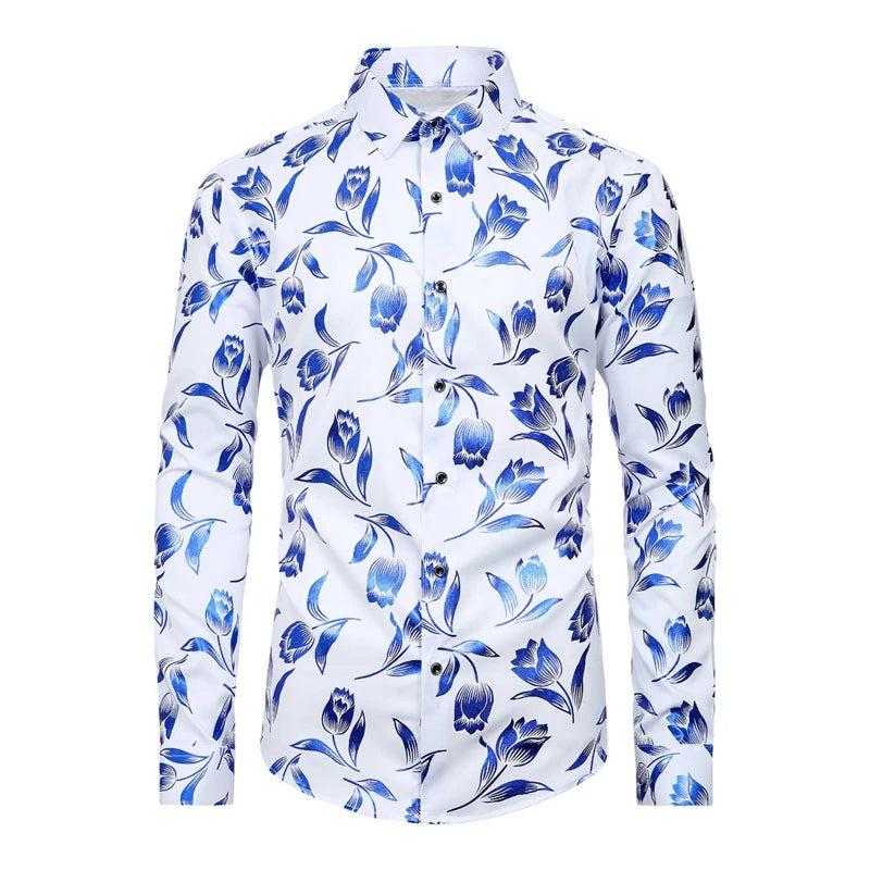 Men's shirt pattern shirt 3D printed shirt outdoor street long sleeved V-neck clothing fashion designer casual and comfortable