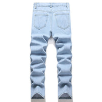 Holes Men Jeans Ankle Length Pants Denim Skinny Ripped Solid Vintage Wash Distressed Slim Fit Pockets 2024 High Street