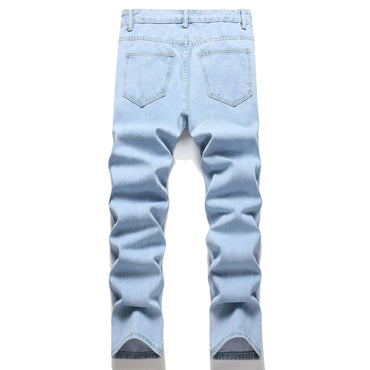 Holes Men Jeans Ankle Length Pants Denim Skinny Ripped Solid Vintage Wash Distressed Slim Fit Pockets 2024 High Street