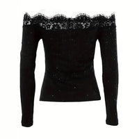 Sexy Slim Fit Long Sleeve Top Sparkling Base Layer Cross-Border New Arrival Women's T-shirt Comfortable Breathable Casual Wear