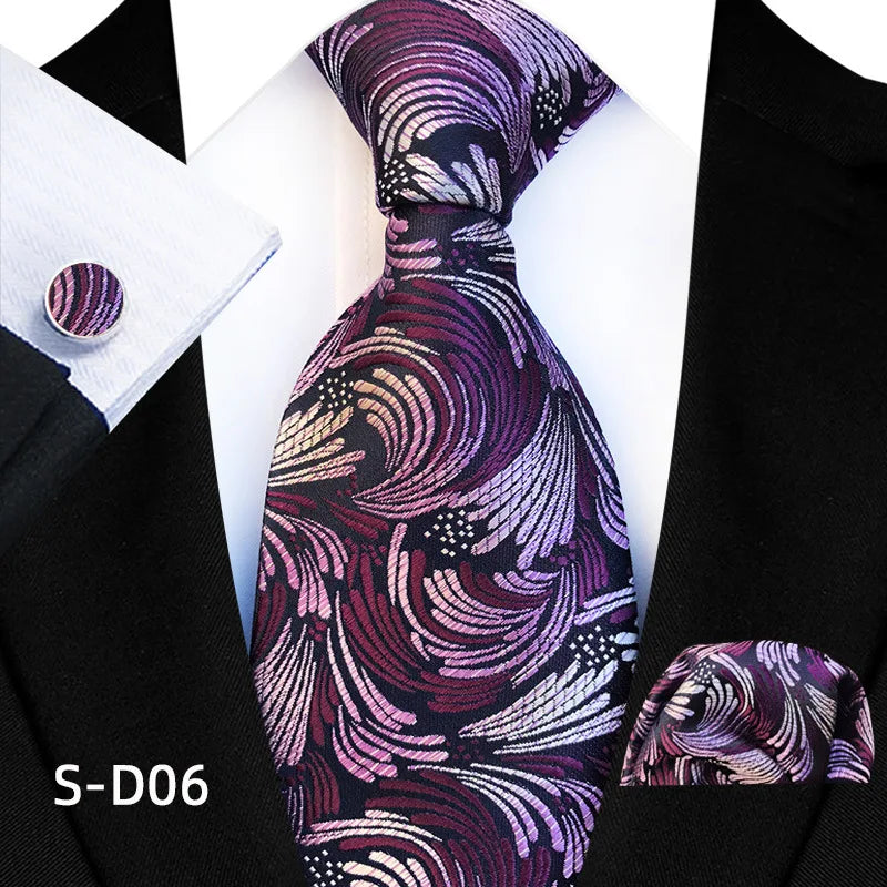 Flower Dot Ties For Men Luxury 8cm Wide Floral Wed Necktie Pocket Square Cufflinks Set Fashion For Men Party Wedding Gift