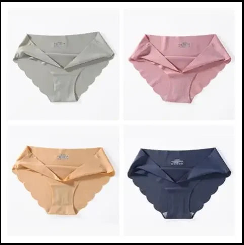 4 PCS/Lot Seamless Panties for Women Plain Panties Slip Silk Female Underwear Soft Thin Light Panti Culotte Femme Underpants