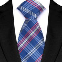 New Design Plaid & Checks 8cm Tie Red Blue Jacqurd Weave Neckties For Men Business Wedding Cravat Accessories Neck Ties Gifts